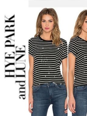 Made in USA Paint Splatter Hye Park &  Lune x Revolve Striped Leah Tee